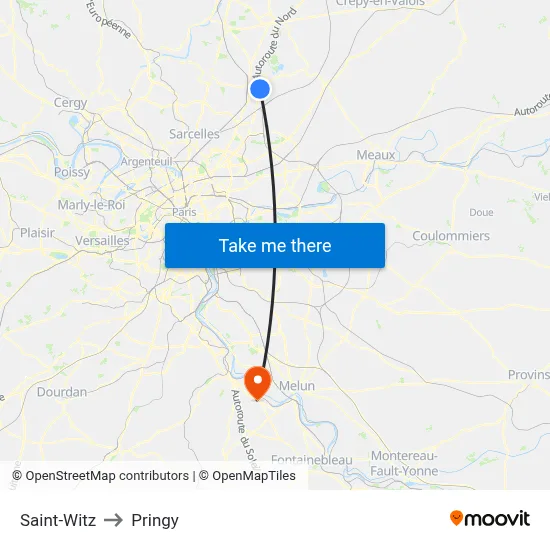 Saint-Witz to Pringy map