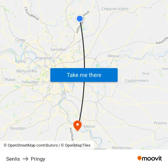 Senlis to Pringy map