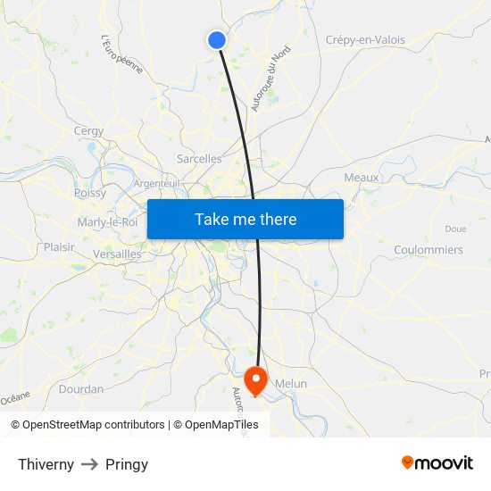 Thiverny to Pringy map