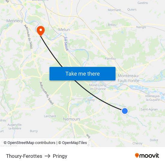 Thoury-Ferottes to Pringy map