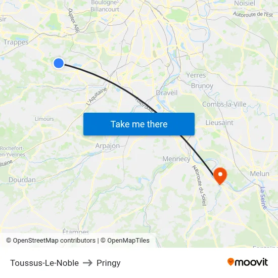 Toussus-Le-Noble to Pringy map