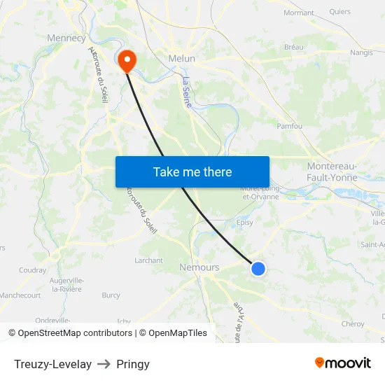 Treuzy-Levelay to Pringy map