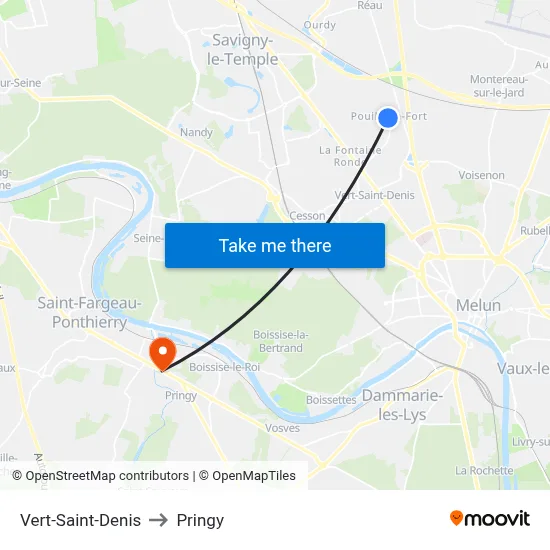 Vert-Saint-Denis to Pringy map