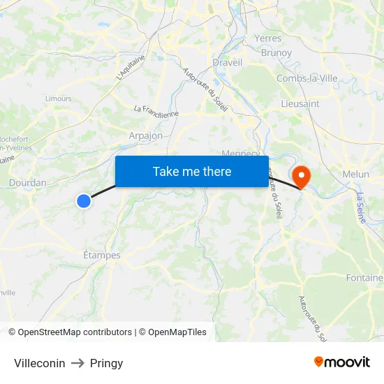 Villeconin to Pringy map