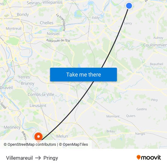 Villemareuil to Pringy map