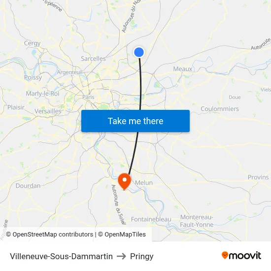 Villeneuve-Sous-Dammartin to Pringy map