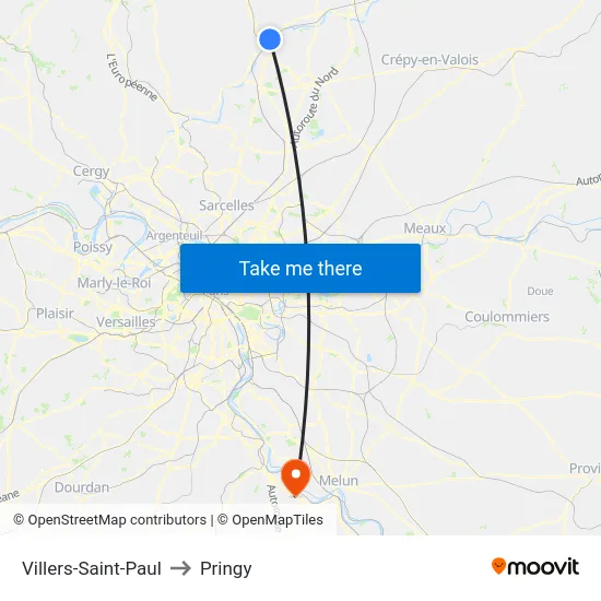 Villers-Saint-Paul to Pringy map
