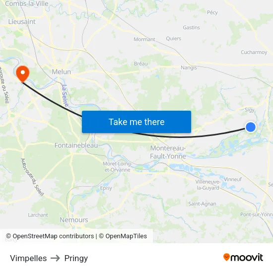 Vimpelles to Pringy map