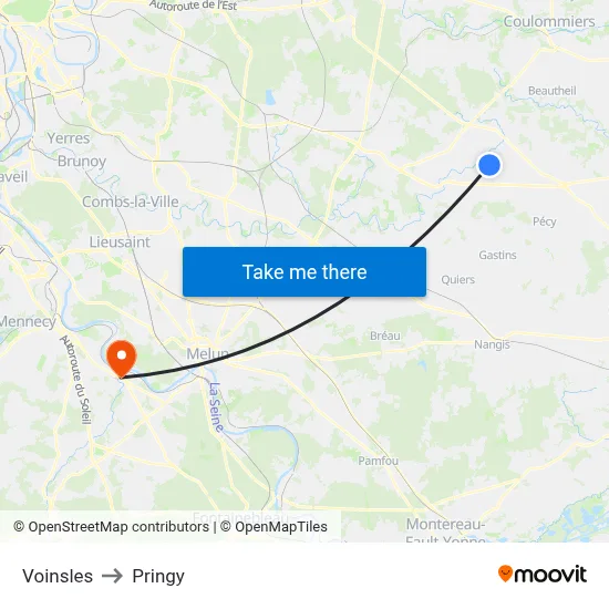 Voinsles to Pringy map