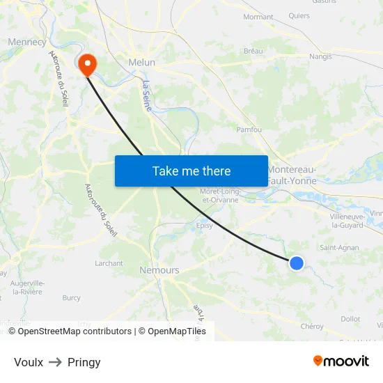 Voulx to Pringy map
