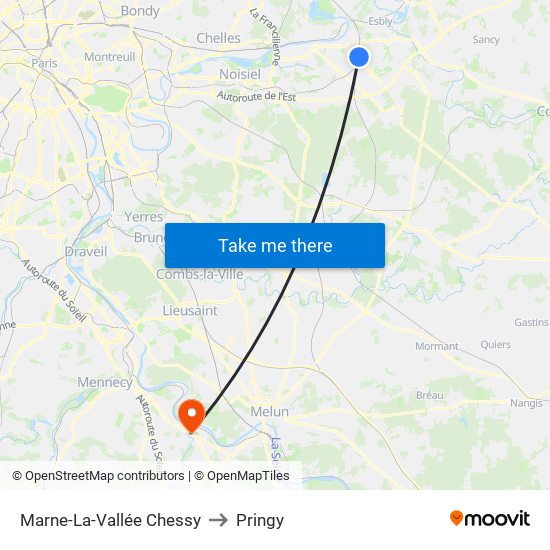 Marne-La-Vallée Chessy to Pringy map
