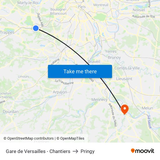 Gare de Versailles - Chantiers to Pringy map