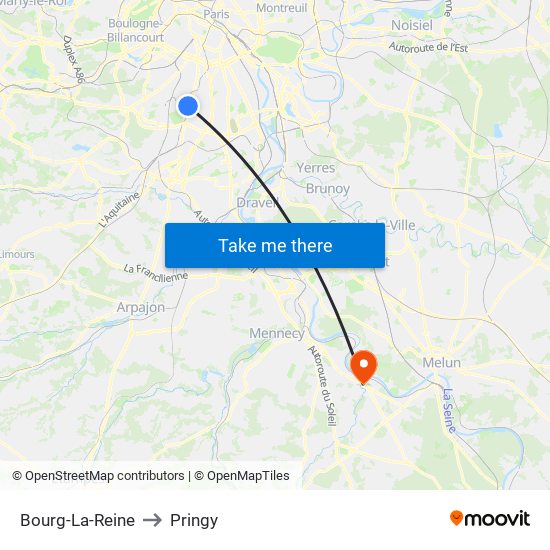 Bourg-La-Reine to Pringy map