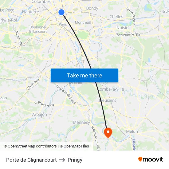 Porte de Clignancourt to Pringy map