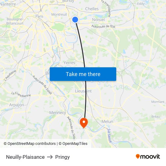 Neuilly-Plaisance to Pringy map