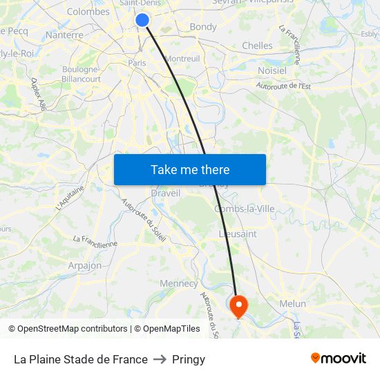 La Plaine Stade de France to Pringy map