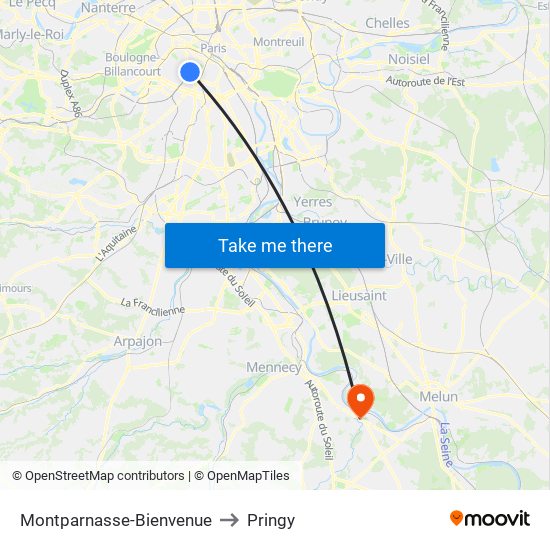 Montparnasse-Bienvenue to Pringy map