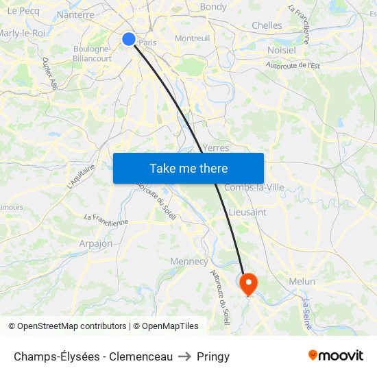 Champs-Élysées - Clemenceau to Pringy map