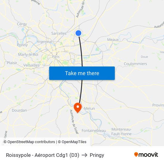 Roissypole - Aéroport Cdg1 (D3) to Pringy map