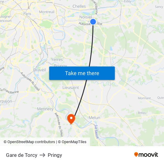 Gare de Torcy to Pringy map