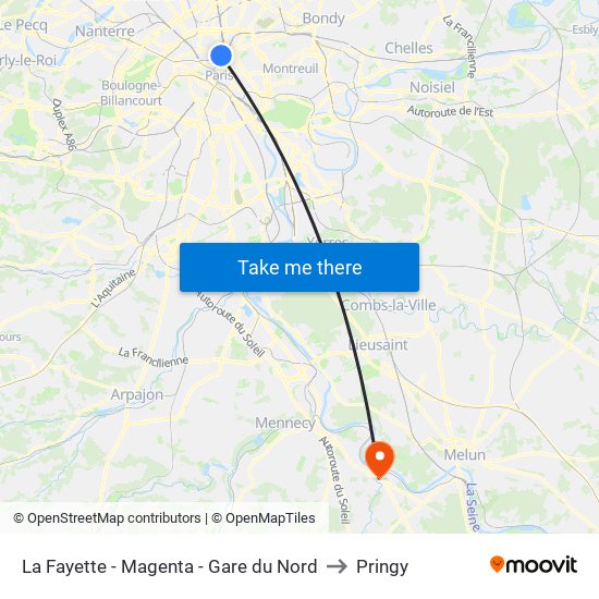 La Fayette - Magenta - Gare du Nord to Pringy map