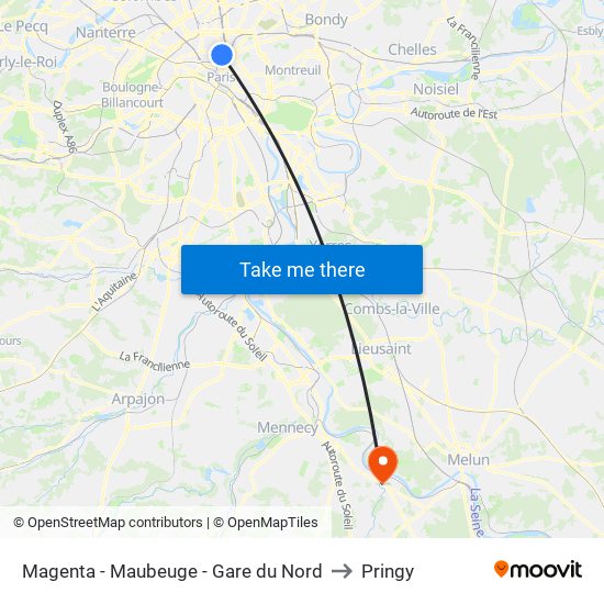 Magenta - Maubeuge - Gare du Nord to Pringy map