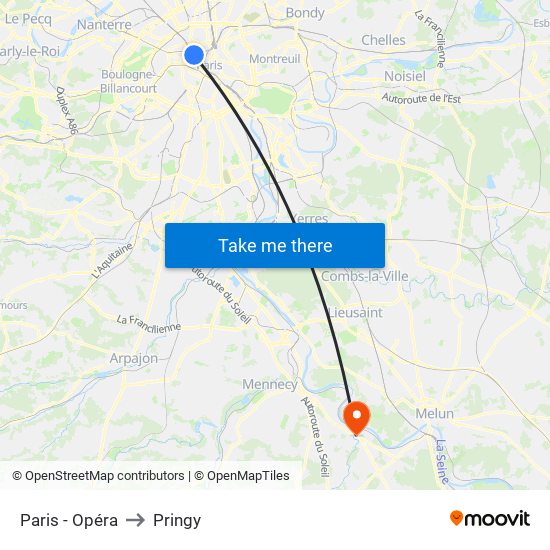 Paris - Opéra to Pringy map