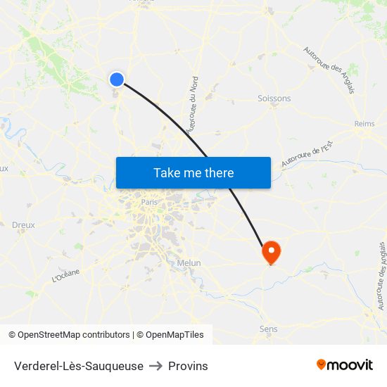 Verderel-Lès-Sauqueuse to Provins map