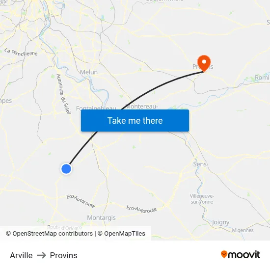 Arville to Provins map