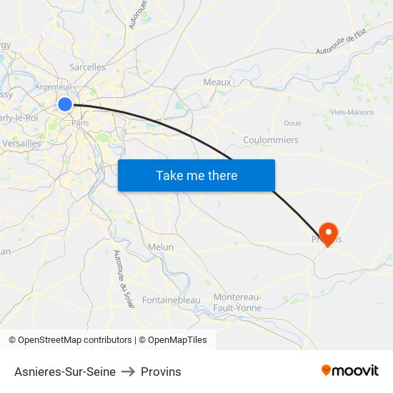 Asnieres-Sur-Seine to Provins map