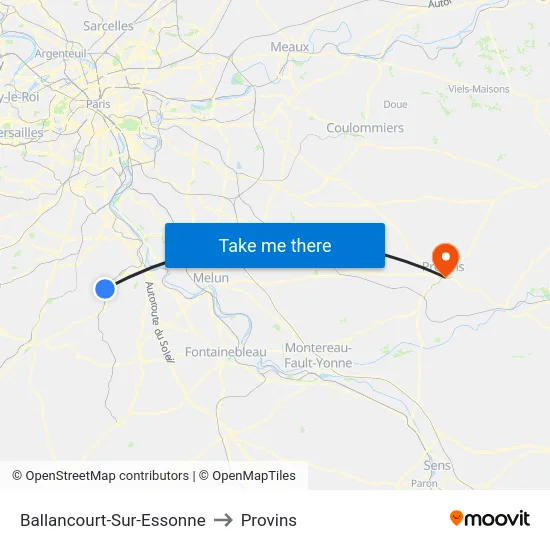 Ballancourt-Sur-Essonne to Provins map