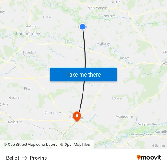 Bellot to Provins map