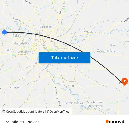 Bouafle to Provins map