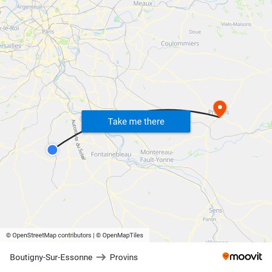 Boutigny-Sur-Essonne to Provins map