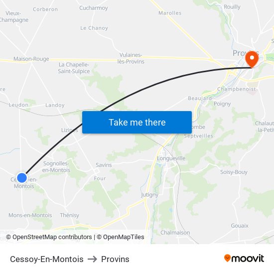 Cessoy-En-Montois to Provins map