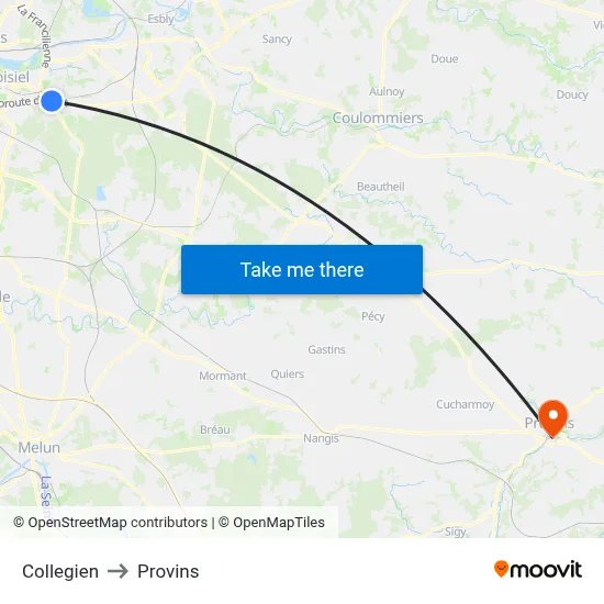 Collegien to Provins map