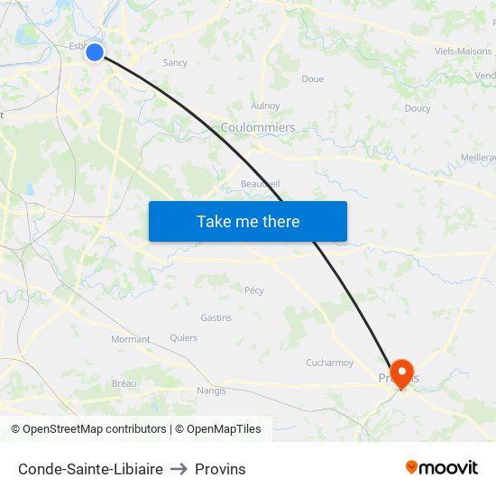 Conde-Sainte-Libiaire to Provins map