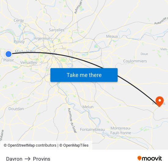 Davron to Provins map