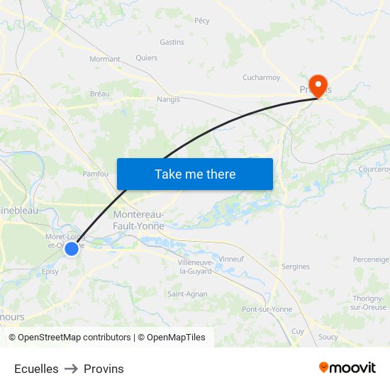 Ecuelles to Provins map