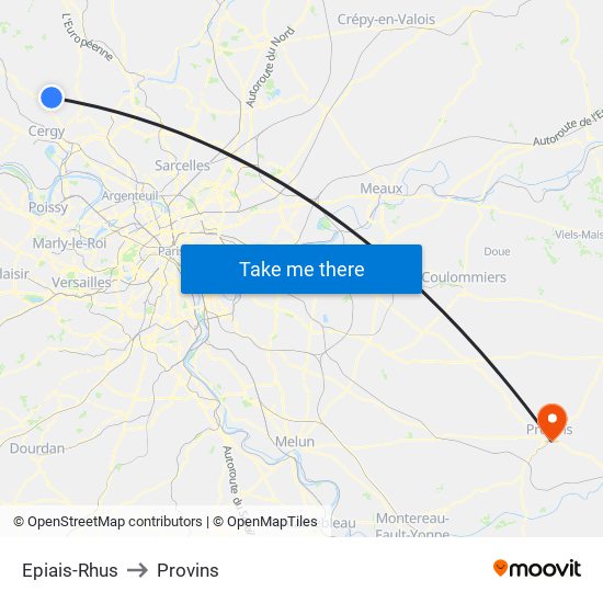 Epiais-Rhus to Provins map