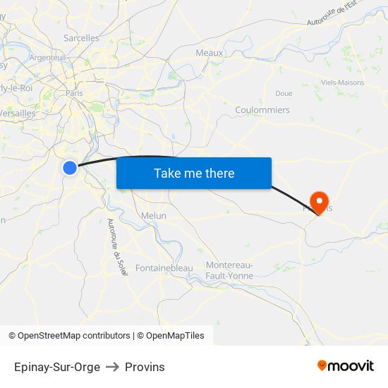 Epinay-Sur-Orge to Provins map