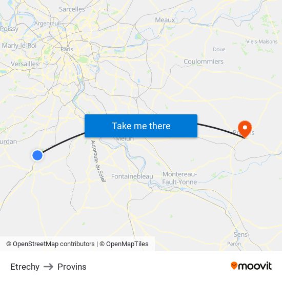 Etrechy to Provins map