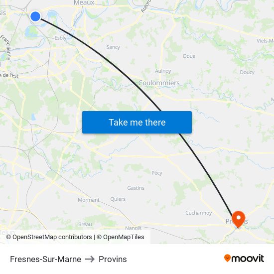Fresnes-Sur-Marne to Provins map
