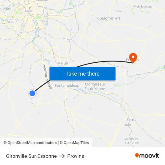 Gironville-Sur-Essonne to Provins map