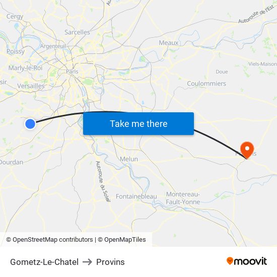 Gometz-Le-Chatel to Provins map