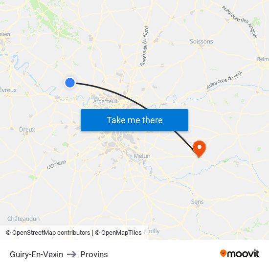 Guiry-En-Vexin to Provins map