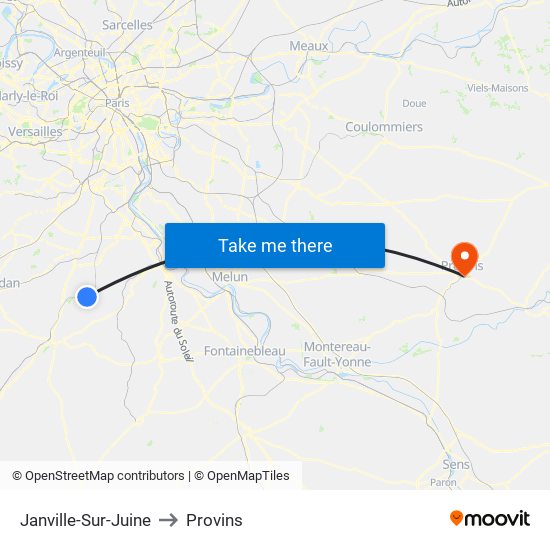 Janville-Sur-Juine to Provins map