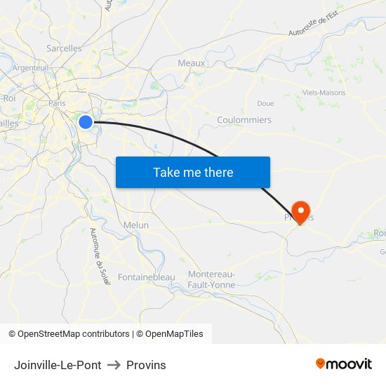 Joinville-Le-Pont to Provins map