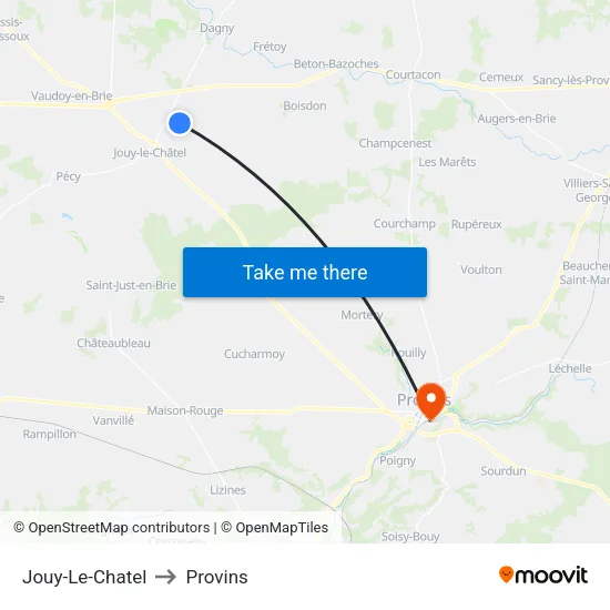 Jouy-Le-Chatel to Provins map