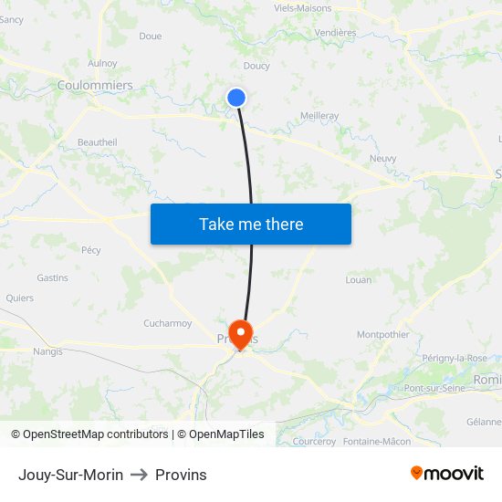 Jouy-Sur-Morin to Provins map
